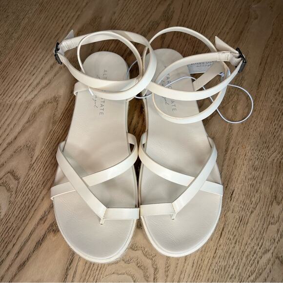 New! Altar’d State Kyara Strappy Platform Sandals Ankle Wrap Natural Women’s 9 - Picture 7 of 10
